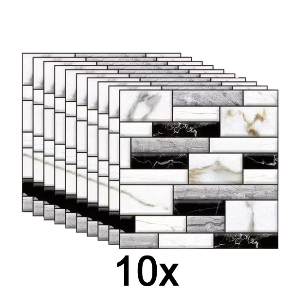 1x Adesivi murali 3D con aspetto di marmo (10 pezzi) | MARBLEBLOCKS